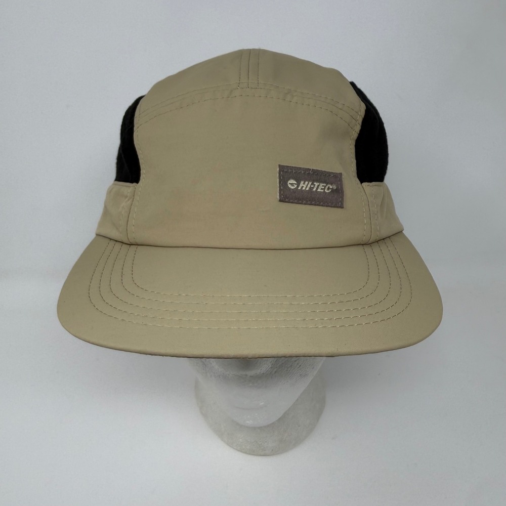 Hi-Tec 5 Panel Camper‎ Hat Tan Black Fleece Side Panels Adjustable Strapback